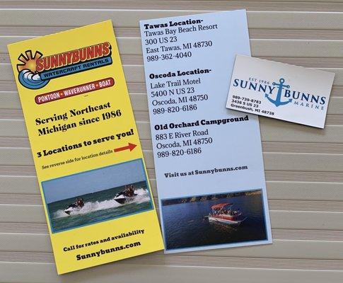 Sunny Bunns additional locations for boat rentals.