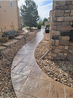 Stamped concrete walkway