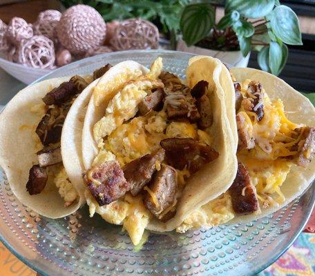 Chorizo and eggs breakfast taco