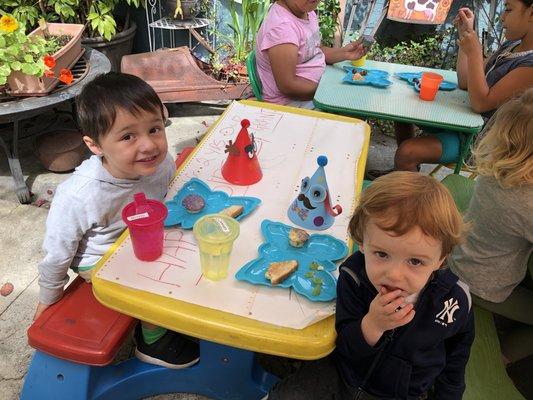 Outside tables for activities meals & celebrations