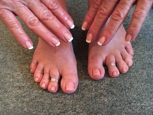 Classic pedi/gel French mani came out awesome plus she's a new client!