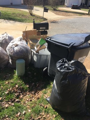 Trash set out on Monday - pick up day is Wed. Trash remains in same place on Thur Suburban Sanitation are liars and thieves. Beware!