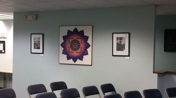 Sanctuary seating- thanks to Denise for the beautiful Mandala. Photo Display this month from Tom Holdredge!