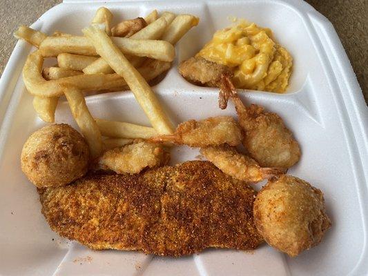 Cajun Catfish & 5 Piece Shrimp Meal. Not terrible.