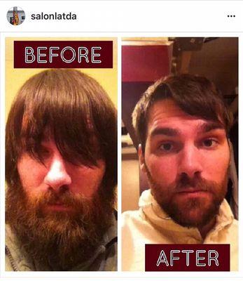 Men's haircuts and beard trims.