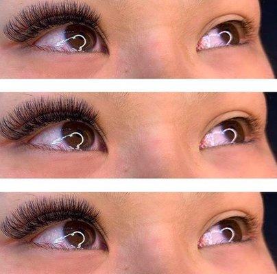 The power of lashes. 
 Before and after of volume lashes.