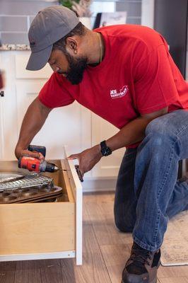 Sometimes our cabinets are in great shape, all you need to do is change the hinches and handles.