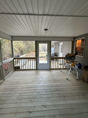 Inside large screen porch