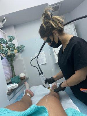 Laser hair removal on legs