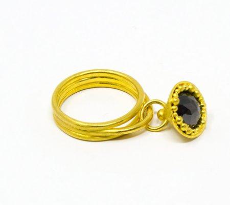 Nancy Meli Walker: Hand-made 22k gold tessellation ring with black diamond, size 7 1/2.