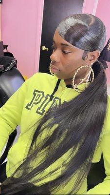 Side swoop ponytail