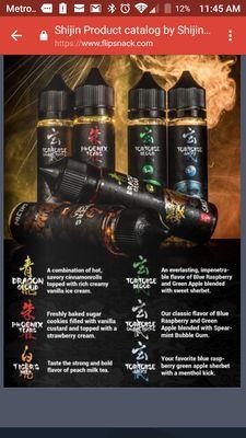 E juice, lots of selection to choose from