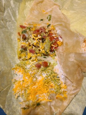 Terrible vegetarian burrito missing half ingredients