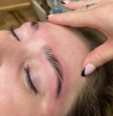 Brow lamination, brow shaping, and brow tint.