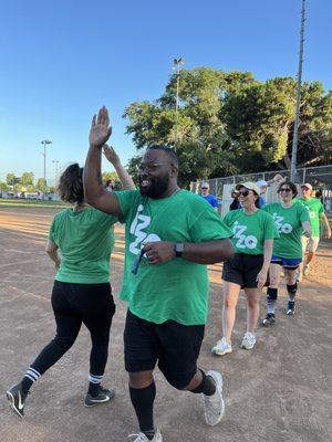 Green team - after game celebration