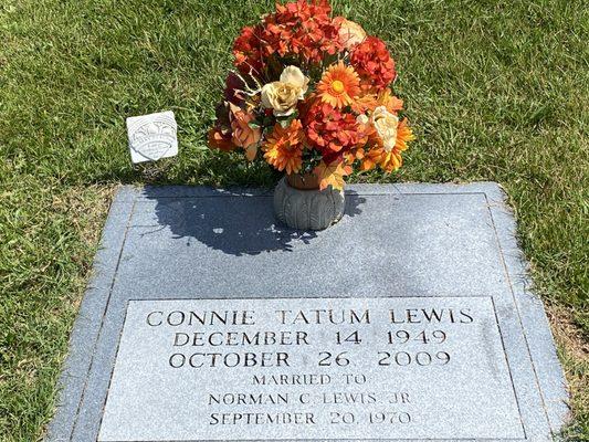 A beautiful fall flower arrangement that we recently placed on 2 family members graves for one of our customers.