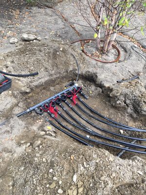 Installation of valves in a new irrigation system.