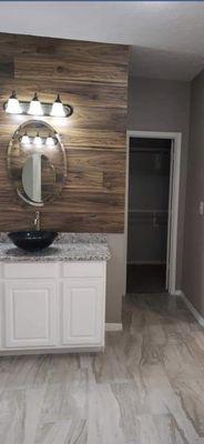 Remodeled bathroom area.