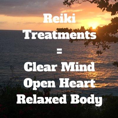 Reiki treatments help us to let go of what you no longer need. Returning you back to your inner peace and wellness.