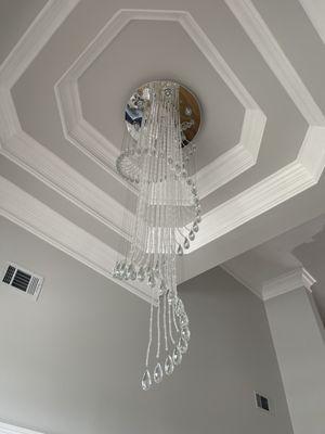 Paint tray ceiling, assemble and install new light fixture