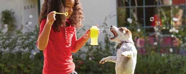 A backyard to play bubbles.