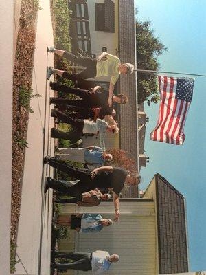 Staying fit with one of the many classes offered at the Center-Tai Chi.