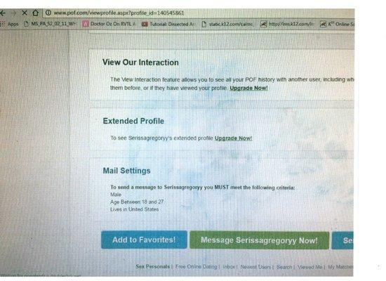 another part of the online profile that is part of her scam