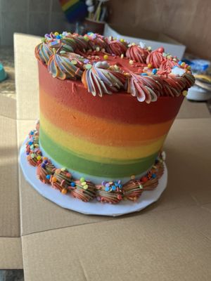 Rainbow cake for 10-12. Nice!