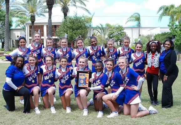 The Long cheerleaders placed first in Texas in 2013 in their division. The event was held in Galveston.