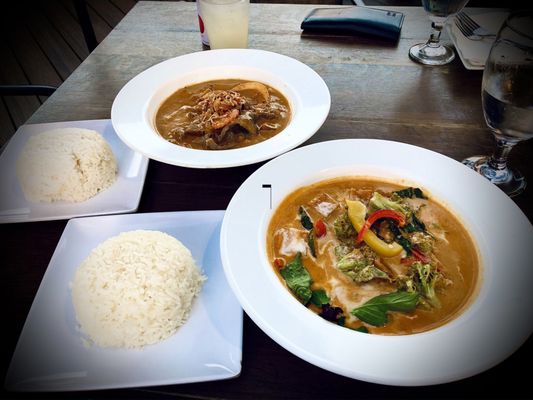 Massaman and panang curry with rice