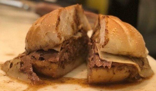 Philadelphia's best hand-carved oven-roasted beef soaked in delicious gravy on Sarcone's bread.