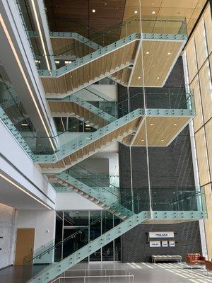 Love this staircase and the wood-covered ceiling.