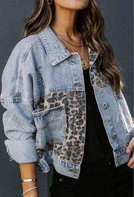 Denim cheetah print jacket