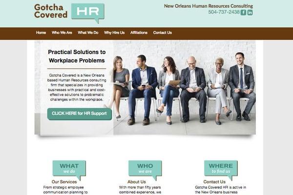 Gotcha Covered, a New Orleans HR company, used our Circle Website Design