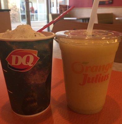 His Peanut Butter Cup Blizzard, My Pina Colada Smoothie! Yum!