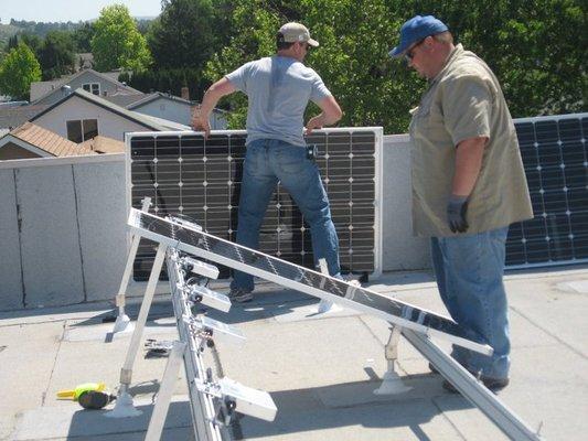 Solar panels on our roof helps power our equipments