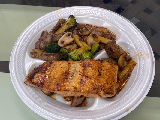 My salmon & steak combo