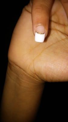 Again due to her rushing,  my pinky nail is crooked.