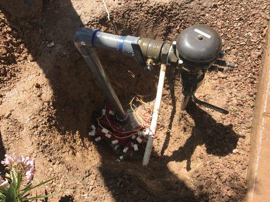 2" irrigation line was cracked. New line installed