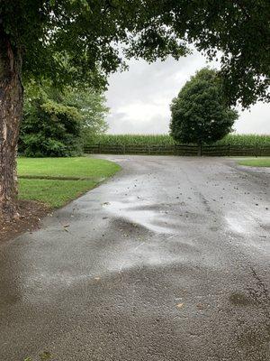 The road leading to parking lot.