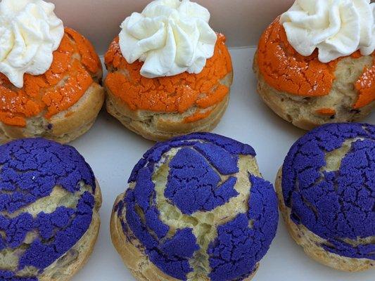 Ube and Thai Tea Cream Puffs