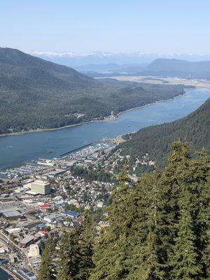 View of downtown Juneau from the top of Mt. Roberts (Goldbelt tram) on a rare bluebird day.