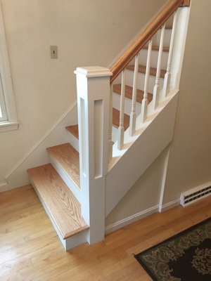 Oak Stairs with Custom Newel Post