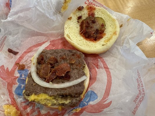 A sad Bacon Double Stack