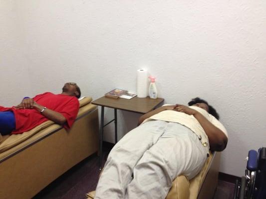 Patients getting spinal massages