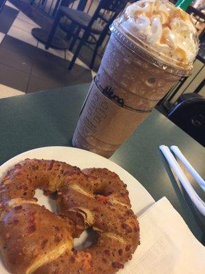 Pizza pretzel and Salted Caramel Mocha Frapp!