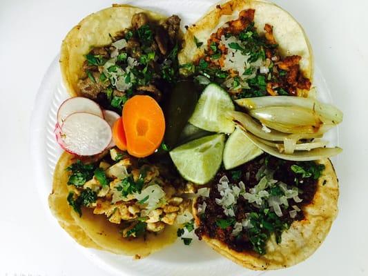 Tacos: Chorizo, Al Pastor, Asada, Pollo,