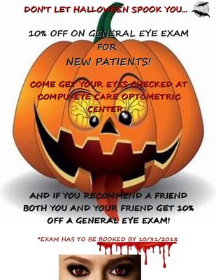 Halloween special offer for new patients, and recommendations, valid until 10/31/2018.