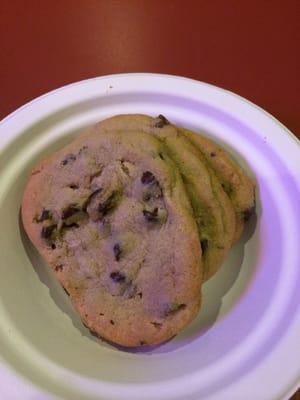 Warm chocolate chip cookies, 3 for $1