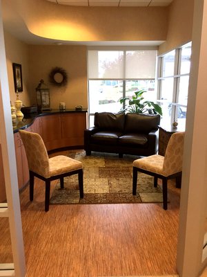 We also have more of a private waiting room in Oak Harbor for those who would like to take a moment and relax before their appointment!